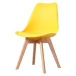 MADE4US Clara - 1 chaise scandinave Jaune pieds en bois massif design salle à manger salon chambre 49 x 58 82 cm