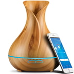 Smart WiFi Essential Oil Aromatherapy Diffuser, Compatible with Alexa and Google Home, Phone App and Voice Control, 400ml High Capacity, Create Schedules, 7 Color LED, Timer Settings,Wood Grain