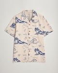 Nudie Jeans Arvid Printed Waves Hawaii Short Sleeve Shirt Ecru