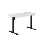 Höj- & sänkbart elskrivbord, svart stativ, vit bordsskiva, 120x80 cm