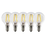 5 Watts E14 LED Bulb Clear Golf Ball Cool White Dimmable, Pack of 5