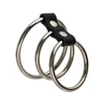Metal Cock Ring With Leather Strap 3 Penis Rings