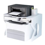 NUODWELL Printer Desktop Stands,Desk Organiser white with Storage Office Supplies Printer Stand for Fax Machine,Scanner,Files,Office Supplies with Adjustable Feet (18.5”x12.4”)