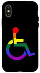 Coque pour iPhone X/XS Symbole de fauteuil roulant arc-en-ciel
