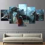 TXCY 5 Canvas Picture 5 Piece Fantasy Art Pictures God of War Game Poster Canvas Paintings Wall Art for Home Decor
