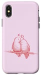 Coque pour iPhone X/XS cute pink loving birds for couples that loves each other