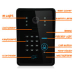 7in Wired Video Doorbell Password Card Remote Control Night Doorphone GF0