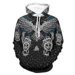 Twelve constellations Unisex Hoodies Viking Eagle Novelty Funny Breathable Print Pullover White 4XL