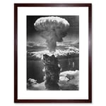 War WWII Photo Atomic Weapon Mushroom Cloud Framed Wall Art Print
