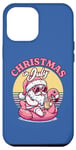 iPhone 15 Plus Christmas in July - Santa Flamingo Floatie - Summer Xmas Case