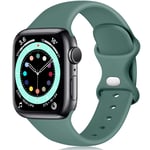 Epova Silicone Strap Compatible with Apple Watch Strap 44mm 42mm 45mm, Replacement Straps for iWatch SE Series 7 6 5 4 3 2 1, Pine Green, Small