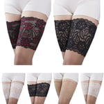 1 Pair Elastic Lace Thigh Bands Anti Chafing Non Slip Leg Sock P Red( S:36-45 )