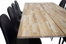 Venture Design Cirebon & Polar matgrupp Natur/svart 8 st stolar & bord 200 x 90 cm