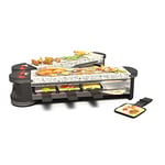 SUNTEC Raclette RAC-7079 Flex8 stone/stone [pour 8 personnes, pierre naturelle, l'appareil replie/déplie (rotation à 180°) grâce à la structure articulée innovante, max. 1400 watt]