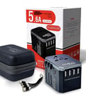 Universal Travel Adapter Worldwide All in One, UK to European Plug Adapter - 5.6