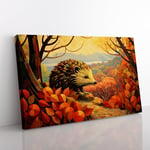 Hedgehog Art Deco Canvas Print for Living Room Bedroom Home Office Décor, Wall Art Picture Ready to Hang, 76x50 cm (30x20 Inch)