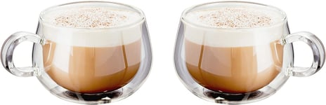 Judge JDG30 Double Walled Glass Coffee Cups with Handle, Set of 2, Hollow Vacuum