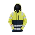 Snickers Workwear ProtecWork, Vattentät skaljacka varsel, kl 3 - Varselgul/Marin / XXL Lång