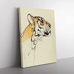 Study Of A Tiger Vol.2 By John Macallan Swan Asian Japanese Canvas Wall Art Print Ready to Hang, Framed Picture for Living Room Bedroom Home Office Décor, 50x35 cm (20x14 Inch)