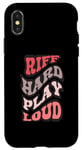 Coque pour iPhone X/XS Riff Hard Play Loud Style rétro Texte ondulé Musique Rock Play