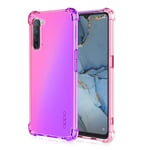 HAOYE Case for Oppo Find X2 Lite Case, Gradient Color Ultra-Slim Crystal Clear Anti Smudge Silicone Soft Shockproof TPU + Reinforced Corners Protection Phone Cover (Pink/Purple)