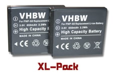 vhbw set de 2 batteries pour appareil photo Pentax Q, Q10, Q7 remplace Pentax D-Li68, D-Li122