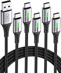 INIU USB C charger cable, (1+1+2+2+3m) 3.1A QC USB C cable fast charging, Zinc Alloy Nylon Braided type c charger cable, USB to USB C cable for Samsung S20 S10 S9 Huawei Xiaomi OnePlus Google LG, etc.