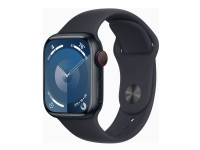 Apple Watch Series 9 (GPS + Cellular) - 41 mm - midnattsaluminium - smart klocka med sportarmband - fluoroelastomer - midnatt - bandstorlek: S/M - 64 GB - Wi-Fi, LTE, UWB, Bluetooth - 4G - 32,1 g