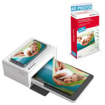 AGFA Photo Pack Imprimante Realipix Moments + Cartouches et papiers 40 Photos supplémentaires - Impression Bluetooth Photo 10x15 cm Smartphone Apple et Android, 4Pass Sublimation Thermique - Blanc