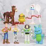 7 stycken Toy Story 4 Woody Triss Buzz Lightyear Gaffel Stor Anka Kanin