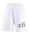 Dsquared2 Mens ICON Logo Print Shorts in White Cotton - Size X-Large