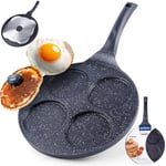 ORION Poêle pour les œufs au plat, pour 4 œufs, à Pancake, à crêpes, avec revêtement antiadhésif, induction gaz Ø 27 cm GRANDE