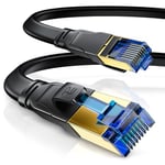 CSL – Câble réseau plat CAT 8.1 15 m 40 Gbits – Câble réseau LAN – Câble Ethernet CAT 8 Gigabit RJ45 – Vitesse de fibre optique – Câble plat – Câble de pose – Cat 6 Cat 7 Cat 8 15 m