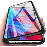 OnlyCase Case for Xiaomi redmi 9A, Magnetic Adsorption Metal Bumper Frame Flip Cover with 360 Degrees Double sides Front and Back Transparent Tempered Glass - black