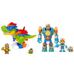 SUPERTHINGS RIVALS OF KABOOM, H-Rex Superdino - Articulated Hero Dinosaur with Lights and Sound Effects & Superbot Kazoom Power – Articulated robot with combat accessories