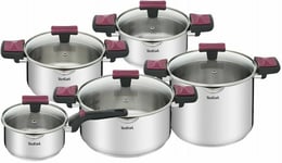 TEFAL COOKWARE SET COOK & CLIP 10 PCS SAUCEPAN STEWPOTS GLASS LIDS POTS POT LID