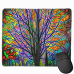 Colorful Watercolor Spring Life Tree Mouse Pad with Stitched Edge Computer Mouse Pad with Non-Slip Rubber Base for Computers Laptop PC Gmaing Work Mouse Pad