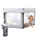 NaDrn Travel Crib for Baby, Foldable Travel Cot, Folding Rocking Bassinet Bed, Bedside Sleeper for Newborn/Infant, Infant Playpen Center Installation-Free, Side Zipper Design, Gray