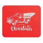 Mousepad Computer Notepad Office Vintage Merry Christmas Lettering on Red Toy Pickup Happy Holidays Calligraphic Home School Game Player Computer Worker Inch