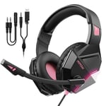 Mpow Wired Stereo Headphones Over Ear 3.5mm jack Black Pink Gaming Headset