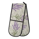Moyyo Oven Glove Vintage Lavender Double Oven Glove Heat Resistant Kitchen Oven Mitt with Soft Quilted Cotton Lining Filling Pot Holders for Basking Cooking Pizza Microwave