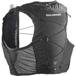 Salomon Active Skin 4 Unisex Running Vest Hiking Trail With Flasks Included, 4L, Lasting Comfort, Easy Hydration, and Optimized Storage, Black, XL