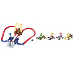​​​Hot Wheels Mario Kart Bowser’s Castle Chaos Modular Track & GWB38​ Mario Kart Die-Cast Character Replicas in 4-Pack Each Assortment Includes Fan-Favorite Characters, 5.08 cm*3.175 cm*7.62 cm