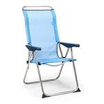 Solenny Chaise de Plage Pliante 5 Positions Dossier Ergonomique Bleu 67x63x114 cm