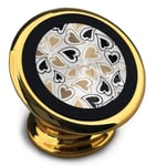 Gold And Black Heart Design Pattern Car Mount Magnetic Mobile Phone Holder 360 Degree Rotation Universal Phone Holder