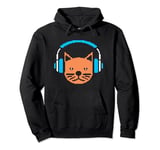Funny Pixel Art Cat With Headphones Pullover Hoodie