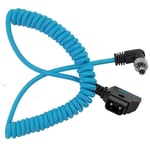 Kondor Blue Coiled D-Tap to Locking DC 2.1MM Right Angle Cable Atomos Ninja/Shogun
