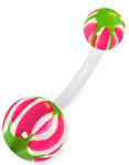 Candy Monster - Rosa, Hvit og Grønn Navlepiercing av Bioplast
