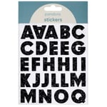 Bokstäver klistermärken A-Z glitter svart – sammanlagt 50 alfabet stickers, 23 mm höga