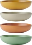 KitchenCraft Idilica Stoneware Pasta Bowls, Set of 4 Ceramic Shallow...